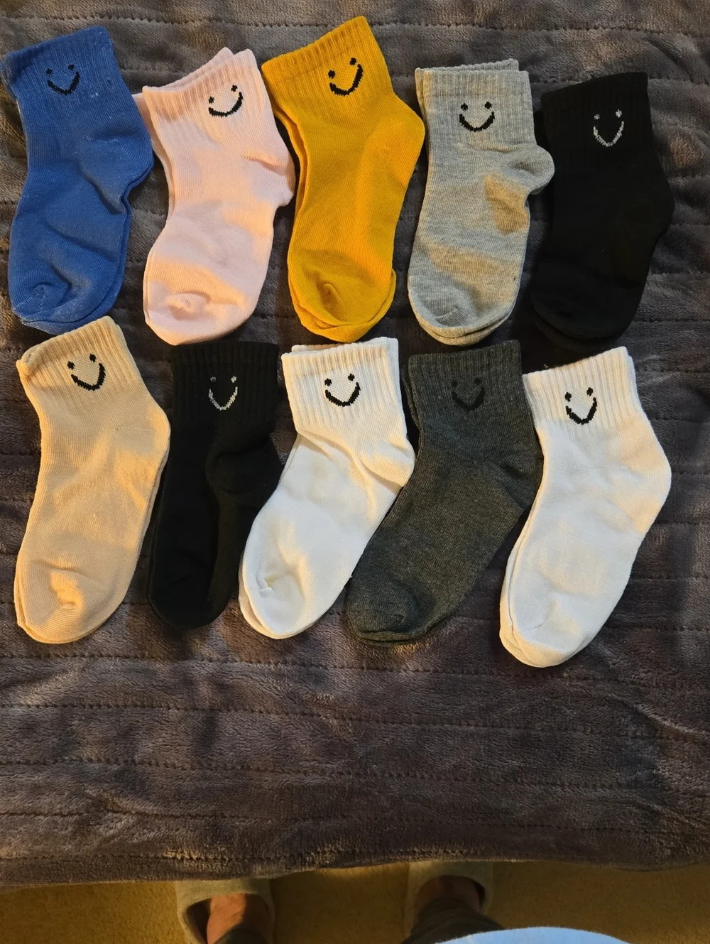 Smiley Face Kids Crew Socks - Multi Color Pack Of 10 Pair